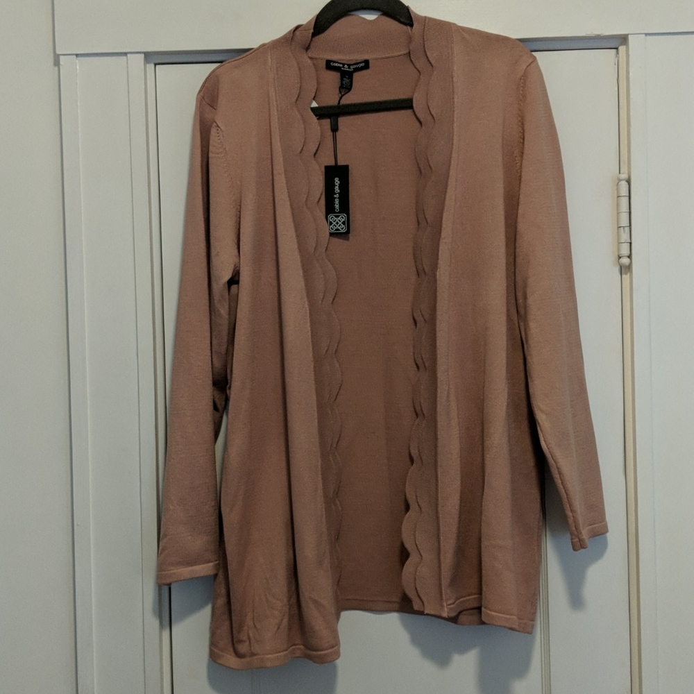 Rose pink cardigan with ruffle detail